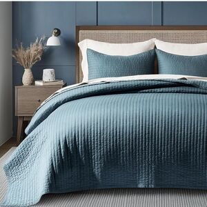 EVERGRACEHOME Cotton Sateen Quilt full/Queen Pre-Washed Cotton Channel Stitch